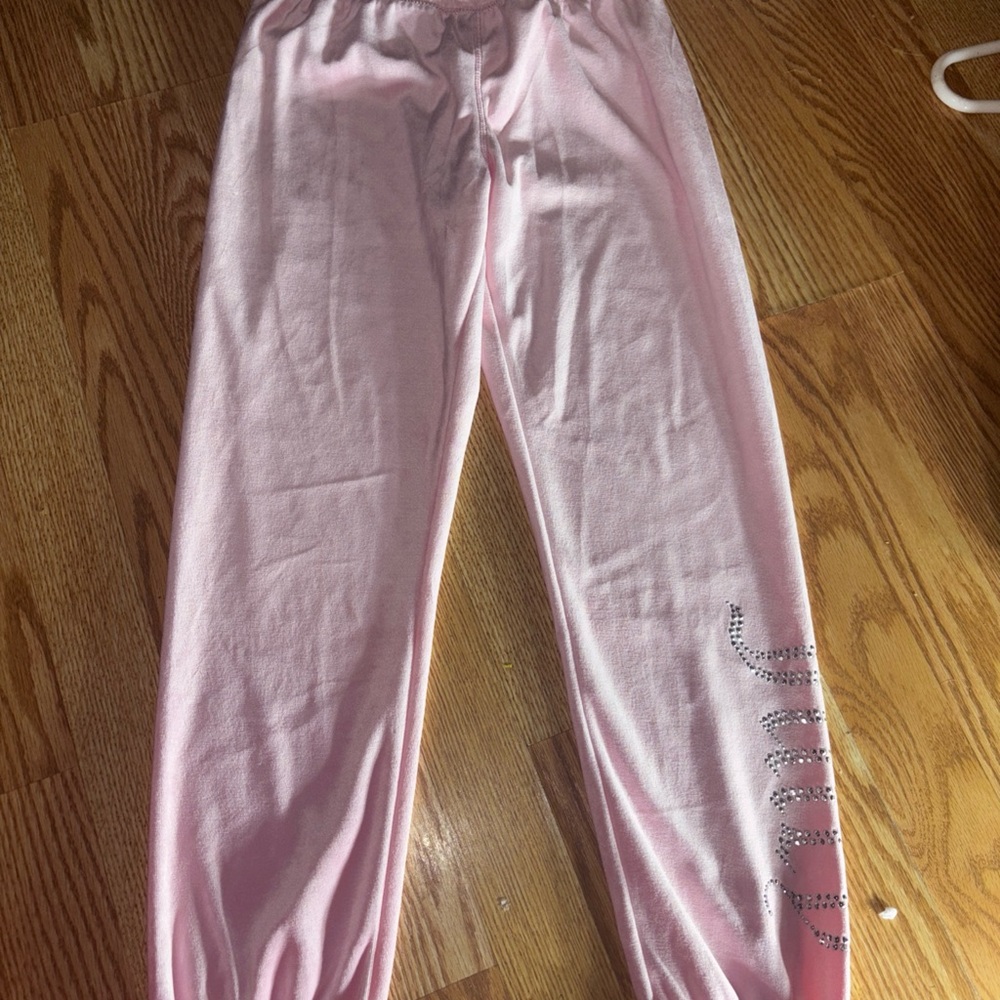 Juicy Couture Pink Track Pants with Rhinestone Detail